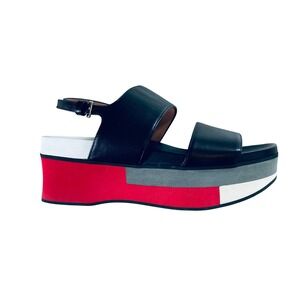 Marni Leather Platform Sandal Colorblock Contemporary Chunky Italy Size 38